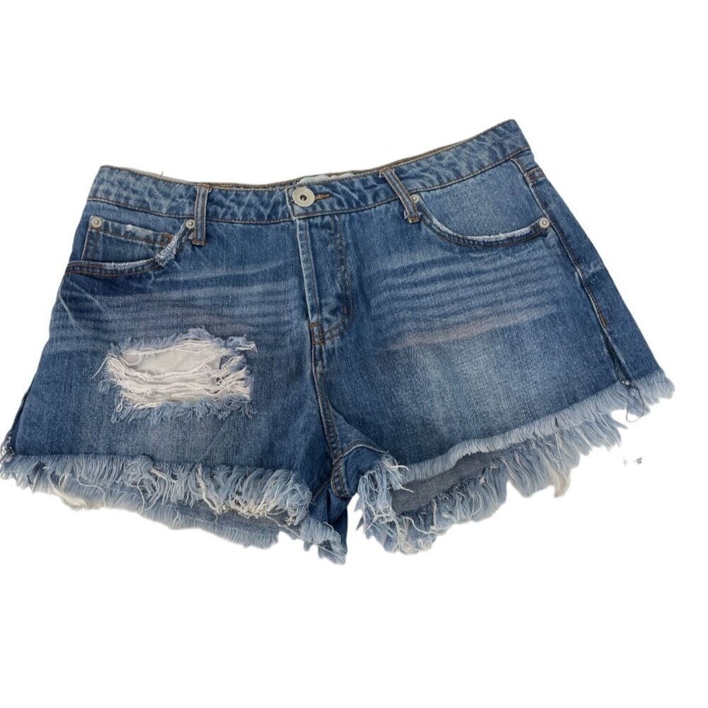 B.O.G Collective Distressed Denim Shortie Shorts Size 28